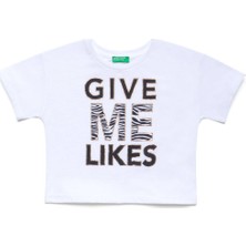 United Colors Of Benetton Kız Çocuk Slogan Baskılı Boxy Tshirt