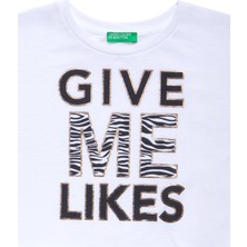 United Colors Of Benetton Kız Çocuk Slogan Baskılı Boxy Tshirt