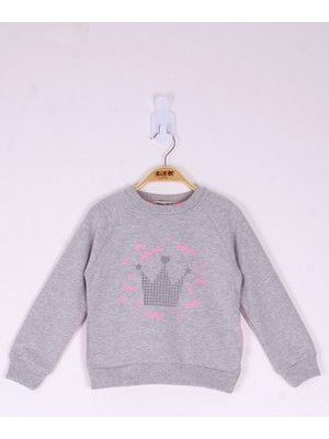 Toontoy Kız Çocuk Taç Baskılı Sweatshirt