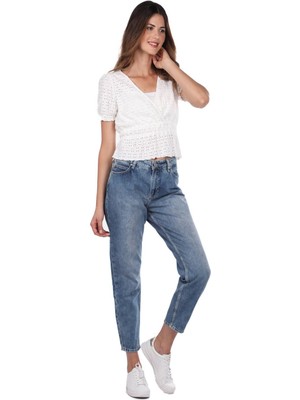 Blue White Blue White Kadın Mom Kalıp Jean Pantolon