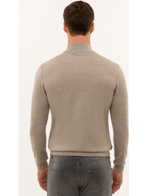 Pierre Cardin Erkek Taş Slim Fit Yarım Balıkçı Yaka Basic Triko Kazak 50228245-VR049