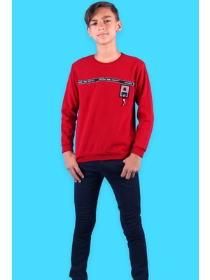 Breeze Erkek Çocuk Sweatshirt Desenli Kırmızı (9-14 Yaş)