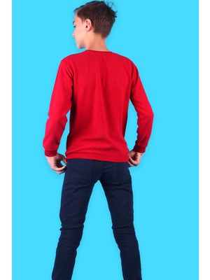 Breeze Erkek Çocuk Sweatshirt Desenli Kırmızı (9-14 Yaş)