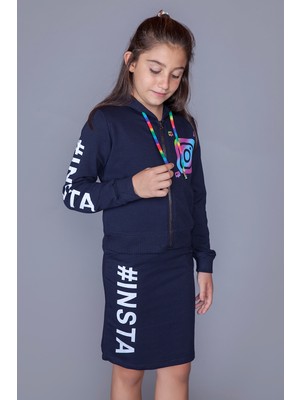 Toontoy Kız Çocuk Instagram Baskılı Etekli Takım