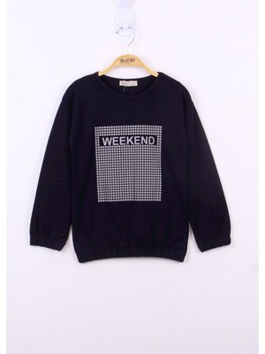 Toontoy Kız Çocuk Weekend Baskılı Sweatshirt