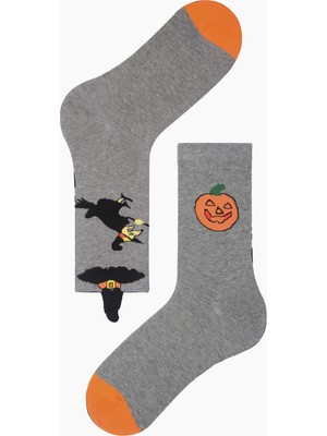 Bross 3D Cadı Şapkası Desenli Halloween Erkek Çorabı