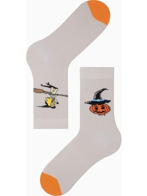 Bross Uçan Cadı Desenli Halloween Çorabı