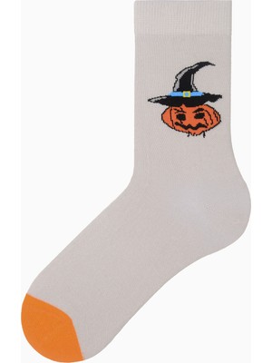 Bross Uçan Cadı Desenli Halloween Kadın Çorabı