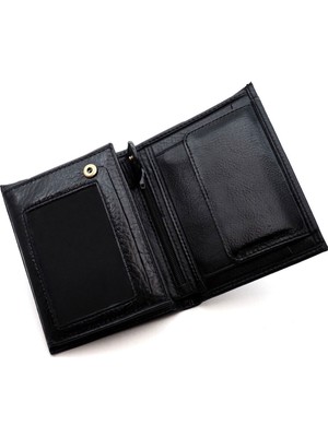 Lederax Deri Erkek Dikey Cüzdan Bozuk Para Bölmeli