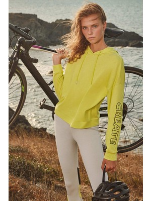 DeFacto Crop Fit Kapüşonlu Baskılı Sweatshirt S1098AZ20AU