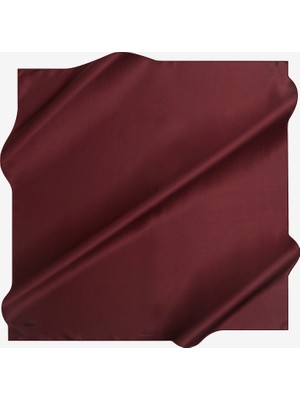 Aker Bordo Düz Taşlanmış İpek Krep Saten Eşarp / 90X90 / 7747758-343