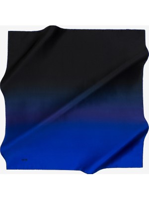 Aker Siyah Ve Mavi Degrade İpek Krep Saten Eşarp / 90X90 / 7656701-321