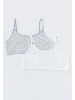 Penti Açık Gri Melanj - Beyaz Teen Basic 2'li Yarım Atlet