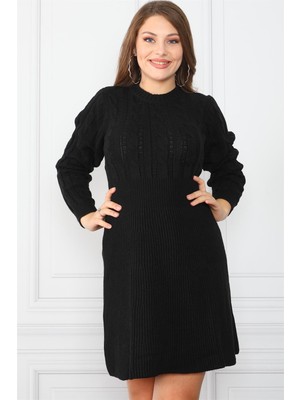 Dewberry Z0014 Kadın Triko Elbise-Siyah