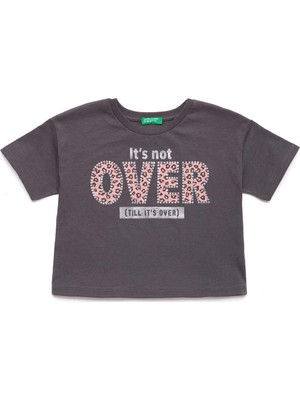 United Colors Of Benetton Kız Çocuk Slogan Baskılı Boxy Tshirt