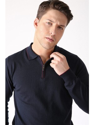 Ferraro A.laci Polo Yaka Fermuarlı Erkek Pamuk Kazak