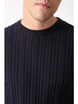 Ferraro Lacivert Bisiklet Yaka Erkek Pamuk Kazak