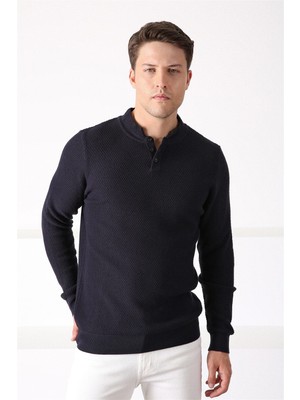 Ferraro Lacivert Bisiklet Yaka Erkek Pamuk Kazak