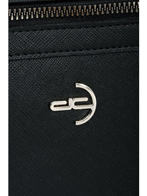 Deri Company Kadın Basic Clutch Çanta Düz Desen Logolu Siyah (4034S) 214031
