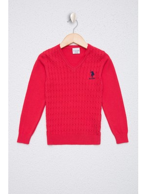 U.S. Polo Assn. Kız Çocuk Fuşya Basic Triko Kazak