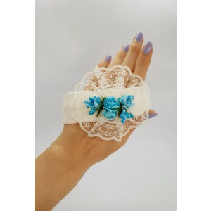 095 - Dantelli Güllü Bebek Saç Bandı , Bandana, Bebek Aksesuarı