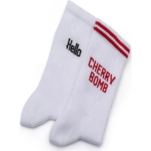 2'li Kadın  Hello  Cherry Bomb Yazılı Çorap 8500-B2