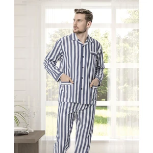 4007 Erkek Uzun Kol Gaffur Çizgili Erkek Pijama Takımı
