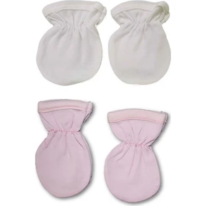 Akyüz Bebe 2'li Eldiven Takım Beyaz - Pembe 0 - 9 Ay