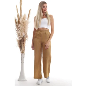 Cotton Mood 20333459 Keten Çizgi Desenli Cepli Pantolon Hardal