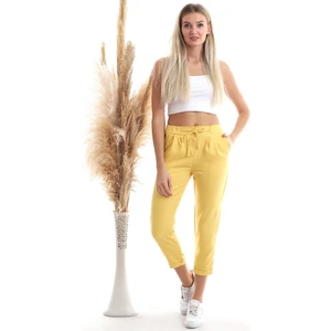 Cotton Mood 20343111 Viskon Flamlı Fermuarlı Fleto Cepli Havuç Pantolon Hardal