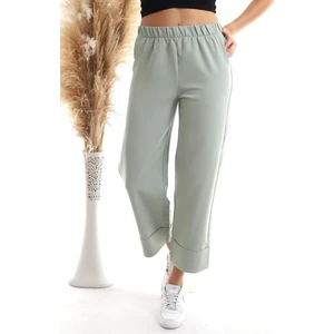 Cotton Mood 20343275 Azra Beli Lastikli Duble Paça Pantolon Cagla Yesıl