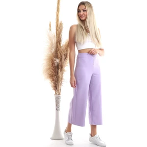Cotton Mood 9092864 Azra Önü Fermuarlı Bol Paça Pantolon Lıla