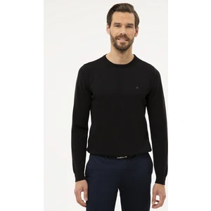 Pierre Cardin Erkek Siyah Slim Fit Bisiklet Yaka Basic Triko Kazak 50230805-VR046