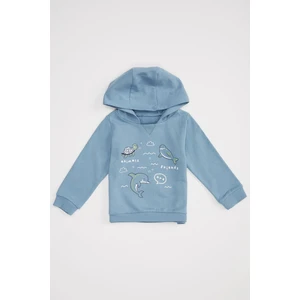Erkek Bebek Baskılı Kapüşonlu Organik Pamuk Sweatshirt S7669A220AU