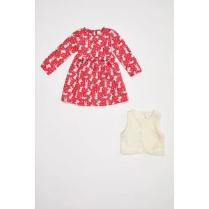 Kız Bebek Baskılı Elbise ve Yelek Takım R8458A220AU