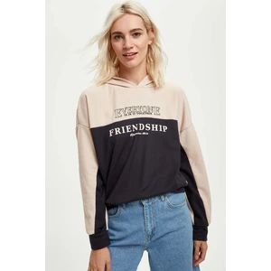 Slogan Desenli Regular Fit Kapüşonlu Uzun Kollu Sweatshirt S1170AZ20AU