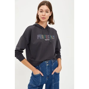 Slogan Desenli Regular Fit Kapüşonlu Uzun Kollu Sweatshirt S1166AZ20AU