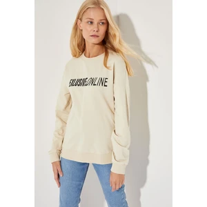 Slogan Desenli Regular Fit Bisiklet Yaka Uzun Kollu Sweatshirt S1163AZ20AU