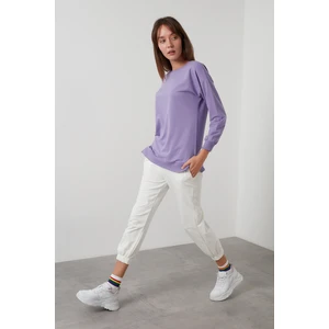 Pamuklu Bisiklet Yaka Basic Örme Sweat Kadın Sweat 5863569