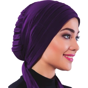 Fidan Bone Pileli Bağlama Hazır Türban Tesettür Bone