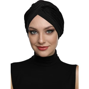 Fidan Bone Çapraz Plise Hazır Türban Tesettür Havuz Bonesi