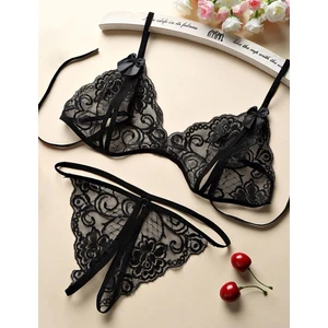 Büyük Beden Sütyen Külot Takımı Dantelli Fantazi İç Çamaşırı Siyah Kadın Seksi İç Giyim