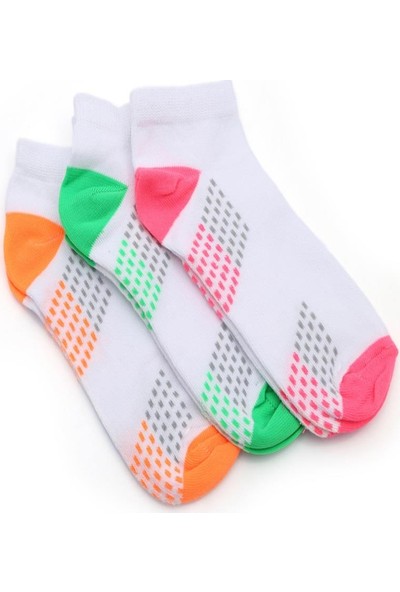 Ciorap 3'lü Kız Çocuk Topuk Burun Neon Renkli Çorap 59488017-B3