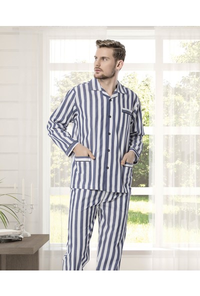Kocabey 4007 Erkek Uzun Kol Gaffur Çizgili Erkek Pijama Takımı