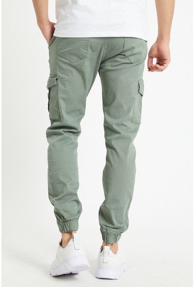 Serseri Jeans Erkek Su Yeşili Renk Yandan Cepli Jogger Paçası Beli Lastikli Pantolon
