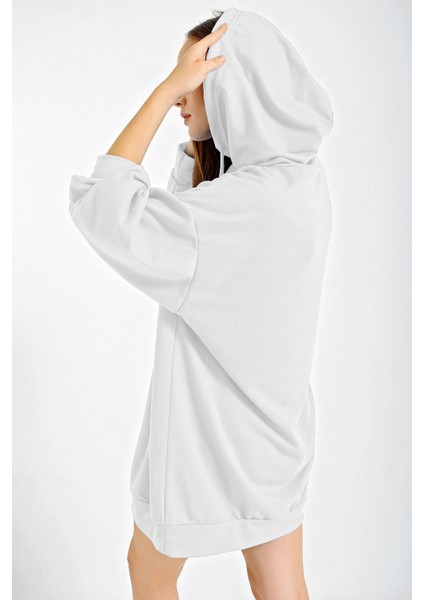 4125 Grafik Desenli Oversize Sweat Elbise