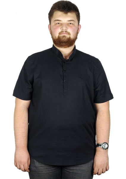 Büyük Beden Erkek Kısa Kol Hakim Yaka Gömlek