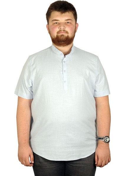 Büyük Beden Erkek Kısa Kol Hakim Yaka Gömlek