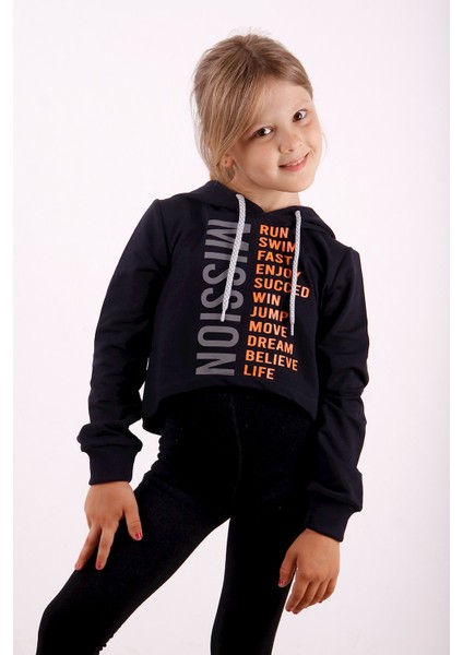 Kız Çocuk Yazı Baskılı Sweatshirt