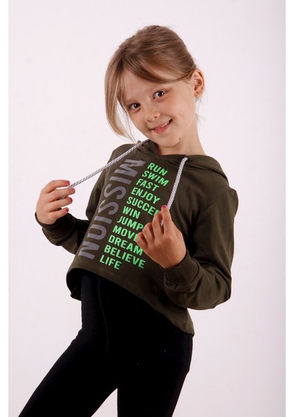 Kız Çocuk Yazı Baskılı Sweatshirt